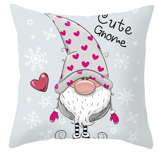 New Christmas Dwarf Pillow Cover Christmas Cute Dwarf Peach Skin Cushion Cover