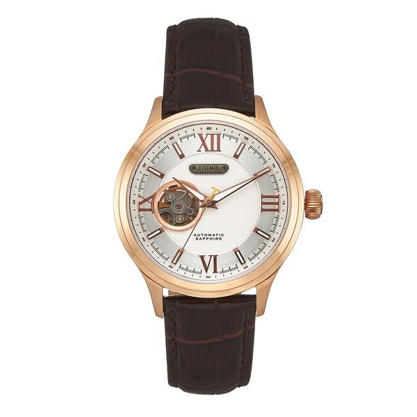 [Ticento]Open Heart Automatic Leather Watch TS50801RGCH, Korean Luxury Watches