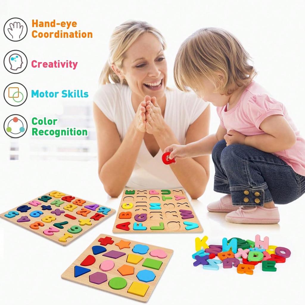 Dětské abecední aritmetické číslo geometrické tvary dřevěné puzzle Montessori předškolní vzdělávací hračka pro děti
