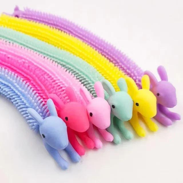 3pcs Funny Unicorn Pull Worm Noodle Fidget Toys Stretch String TPR Rope Anti Stress Toys String Stress Relief Autism Vent Toy
