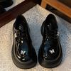 Butterfly Muffin Platform Lace-up Mary Jane British Style Retro Patent Leather Small Leather Shoes Women's 2025 Spring New Models