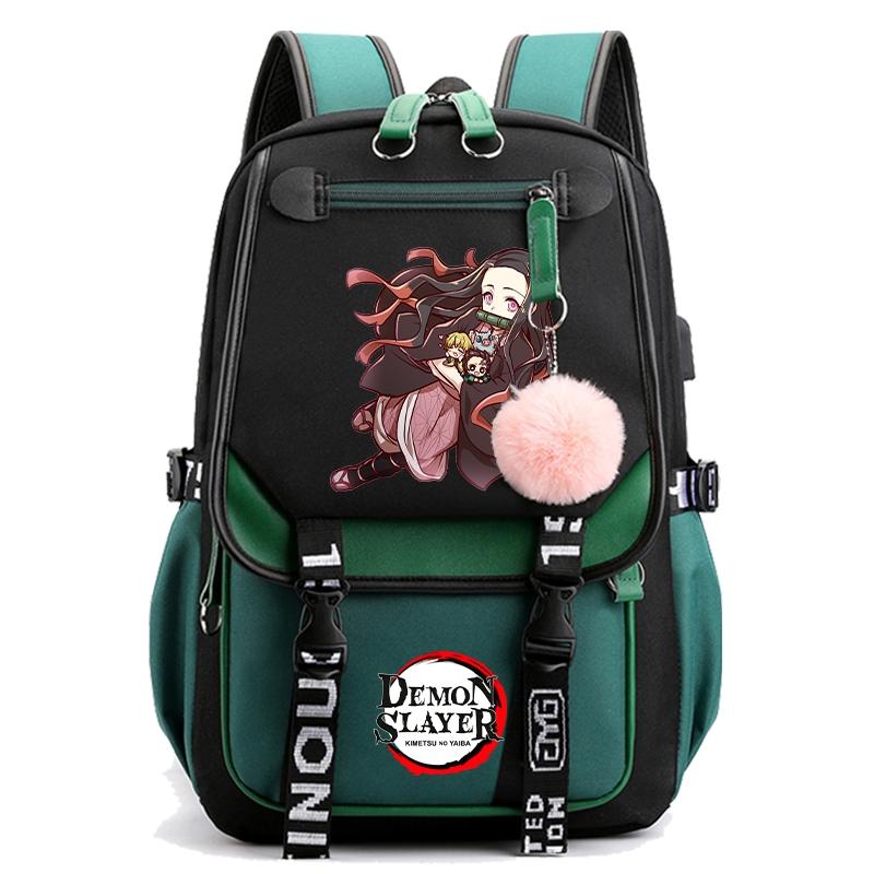 Anime Demon Slayer Backpack for Women Canvas Laptop Bag Back To Schoolbag for Teenager Girl Boy Schoolbag Men Women Travel Bag