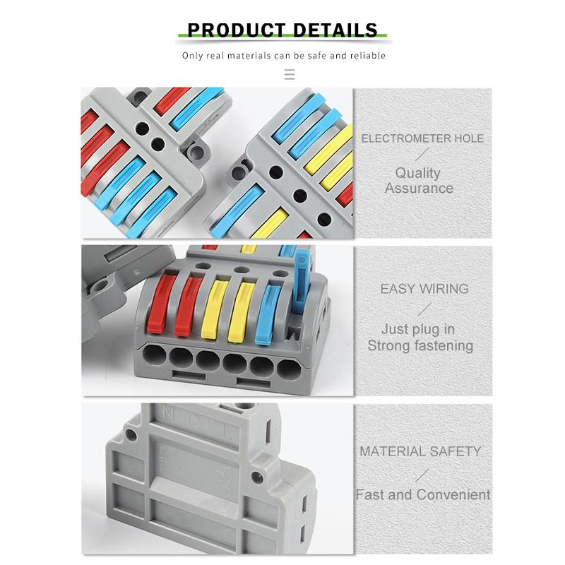 5PCS Quick Wiring Wire Connectors Universal Spring Splicing Cable Connector Push-in Compact Conductor Terminal Block SPL