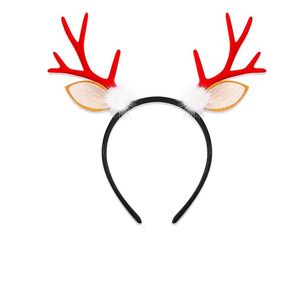 Cute Christmas Headband Flocked Antler Xmas Hairband Creative Deer Ear Headband  Woman