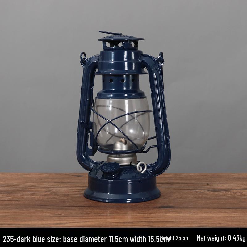 Vintage Wrought Iron Kerosene Hurricane Lamp - Nostalgic Camping Decor & Photography Prop