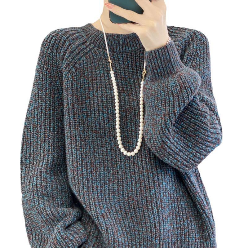 Starry Gold Thread Knit Sweater: Women's Loose Korean Style Autumn/Winter Outerwear with Micro-Sparkle Yarn