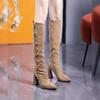 Vintage Winter Women Knee High Boots Fashion Pointed Toe High Heel Shoes Concise Long Botas De Mujer