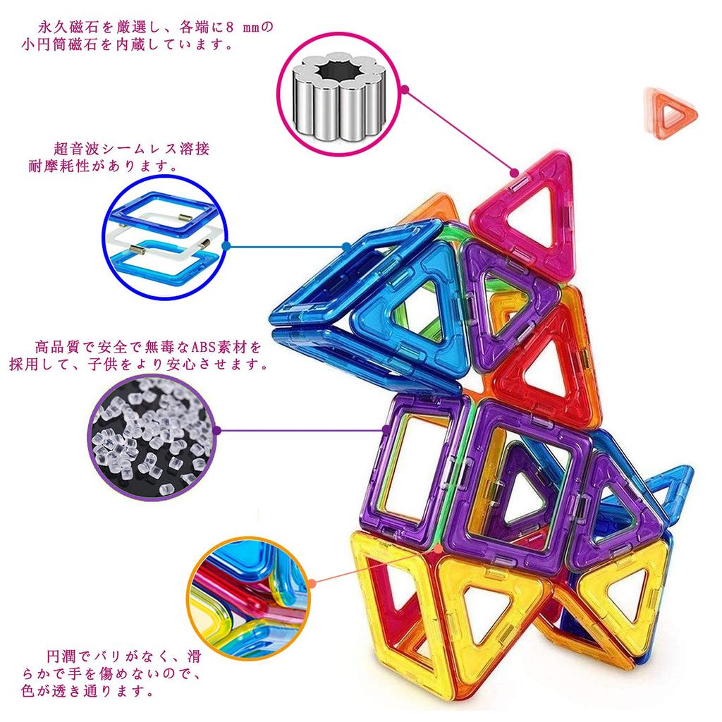 Rui yue Magnetické bloky Magnetické hračky Magnetické hračky Magnetické bloky Magnetické hračky Hračky 90KS Čtverce 45 x Trojúhelníky x 45 Vhodné pro děti od 6 let
