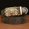 New Men's Embossed Dragon Head Genuine Leather Belt with Automatic Buckle