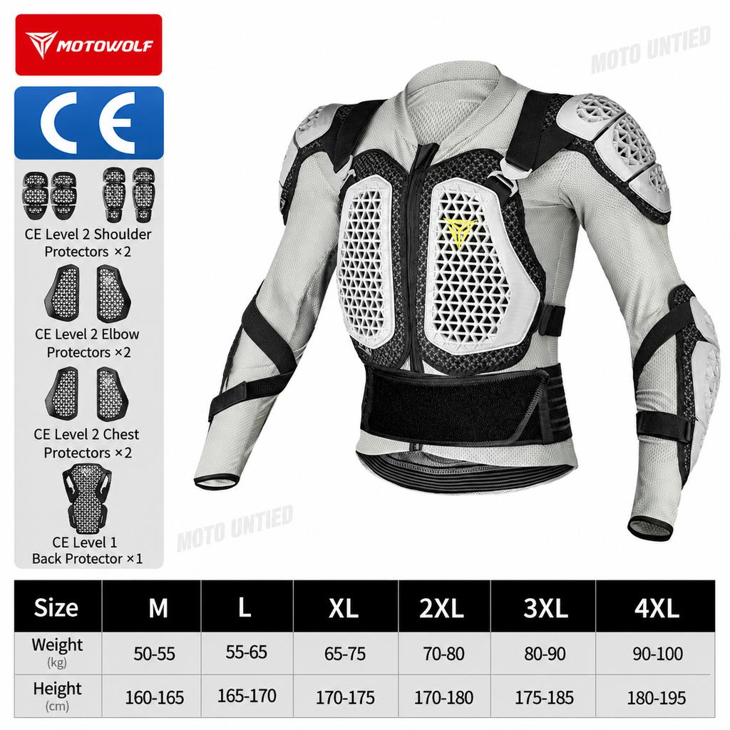Motowolf Motorcycle Body Armor Jacket Men CE Approved Body Protector Impact Resistant Riding Gear for Motocross Off Road Street