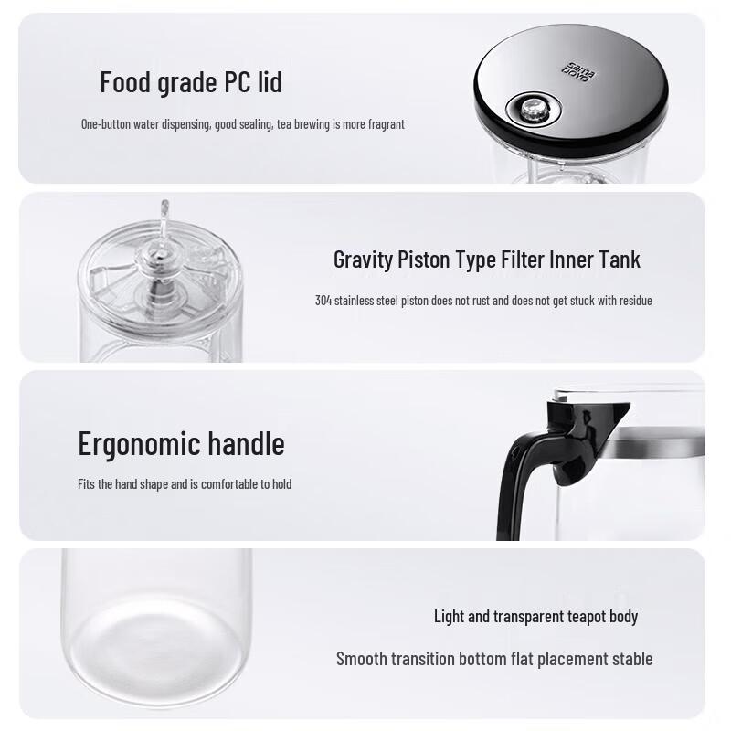 Shangming One-Touch Filter Glass Teapot