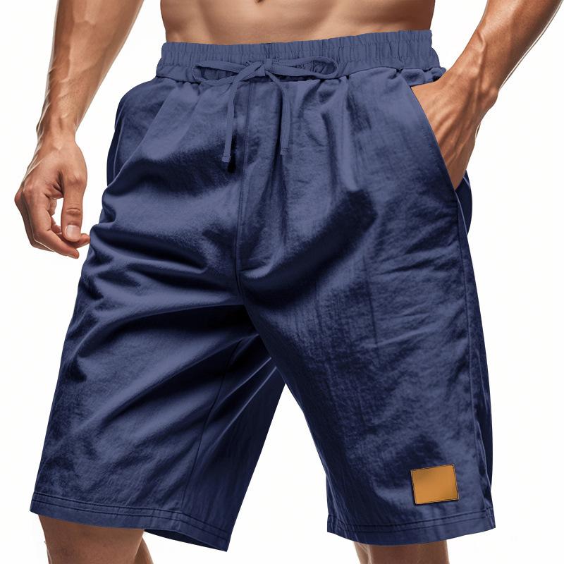 Men's Lightweight Linen Breathable Solid-Color Beach Sports Casual Loose-Fit Shorts