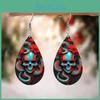 Themed Flower Halloween Skull Patterns Water Droplet Shaped Women Earrings