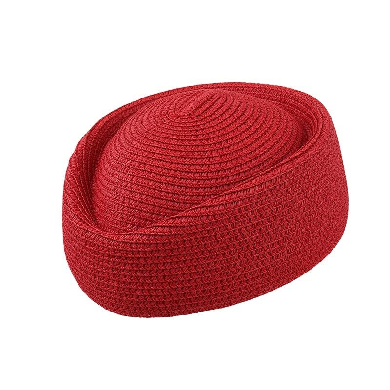 Simple solid color straw beret children spring and summer fashion casual painter bud hat stewardess hat shows small face