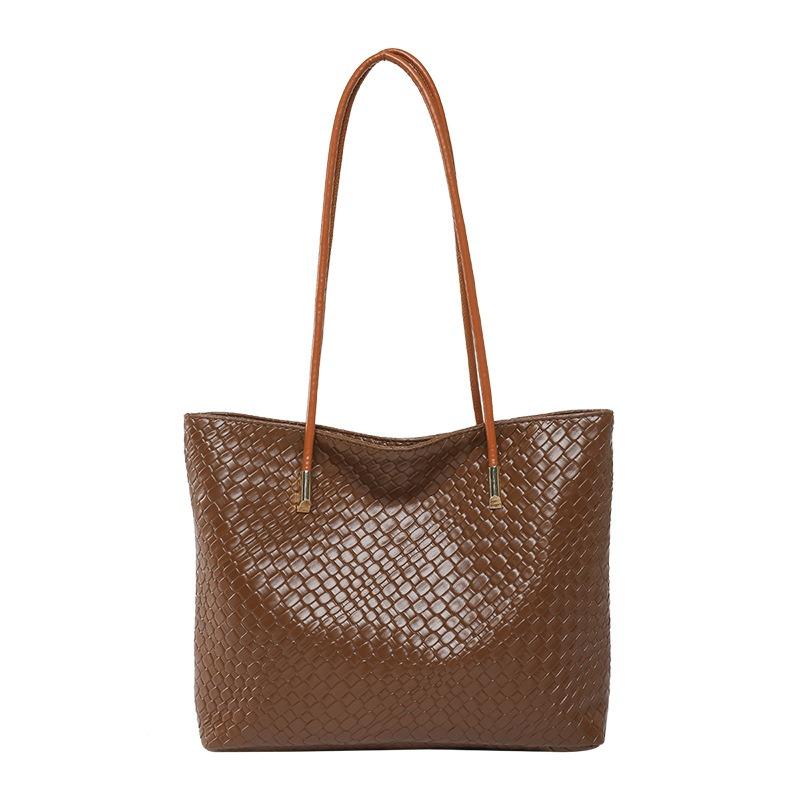 Grenzüberschreitende gewebte Handtasche mit großem Fassungsvermögen für Damen, 2025 neue Vintage- vielseitige Schultertasche mit Unterarmgriff und Tragetasche.