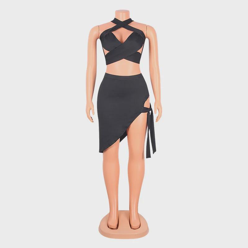 European & American Women's Fashion Two-Piece Short Skirt Set