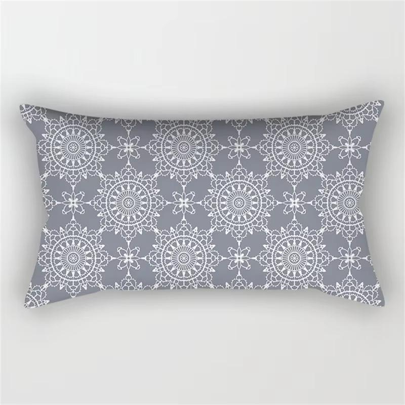 Patchwork Grey Geometric Pattern Print Decoration Bedroom Living Room Office Waist Support Home Rectangular Pillowcase