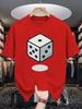 Bright Red Tee Cartoon White Dice Graphic Unisexs Short Sleeve T Shirt Crew Neck Game EleUnisext Casual Daily Soft Comfort Top