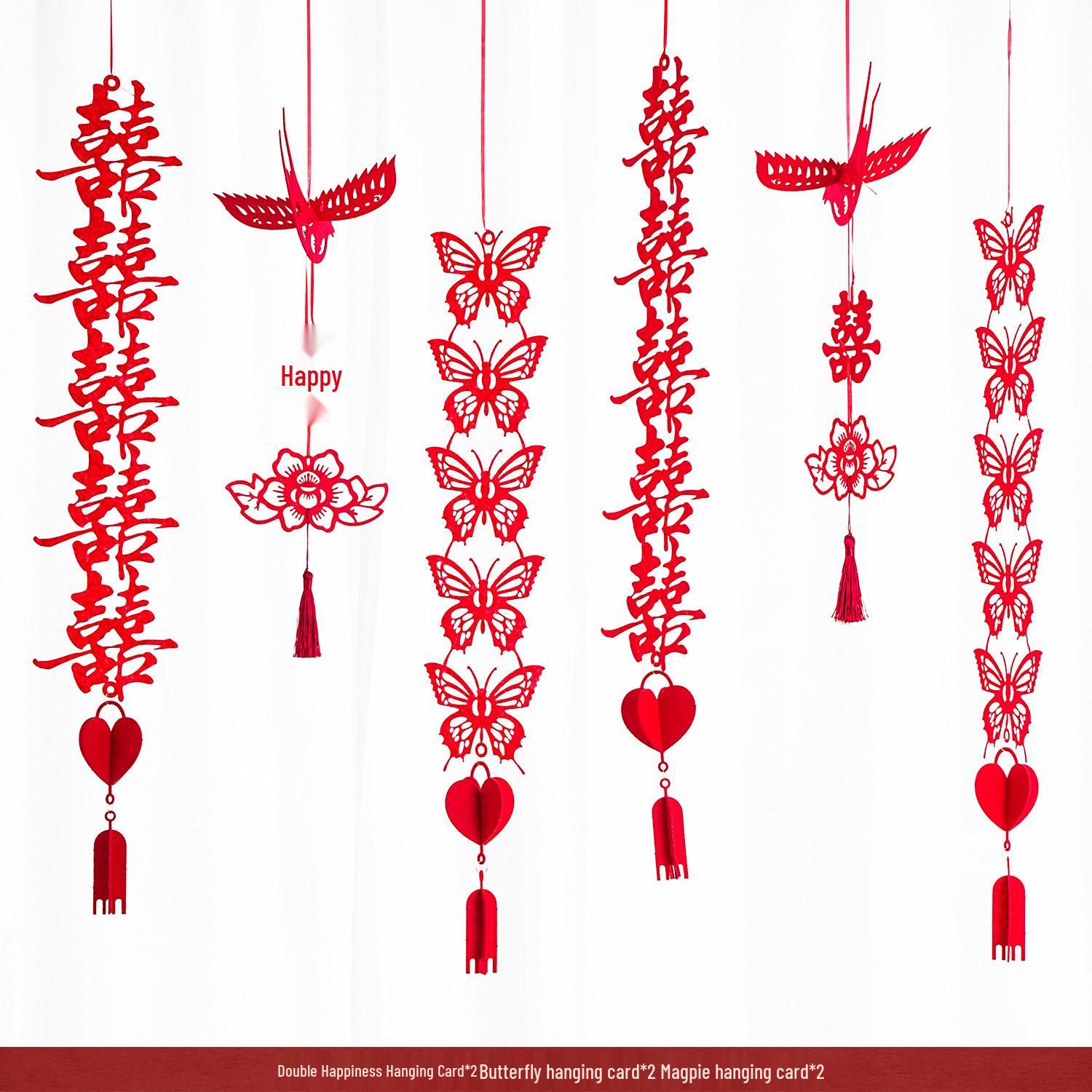 Red Wedding Room Bunting Ceiling Decorations for Bride and Groom s Bedroom and Living Room