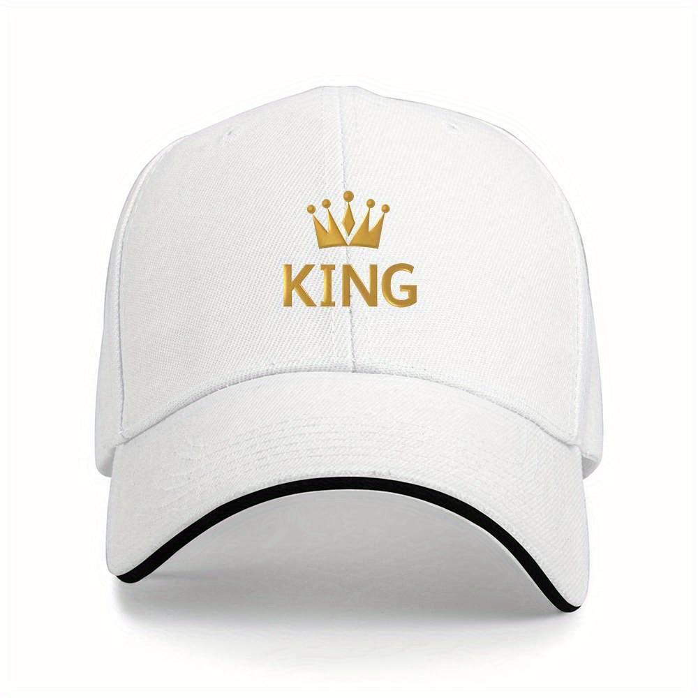 1pc Golden KING Crown Cap Lightweight Baseball Hat with King Lettering Crown Emblem for Fitness Running One Size