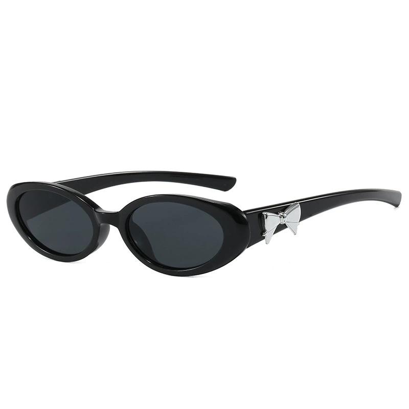 Korean Oval Small Frame Bow Sunglasses For Women And Men Outdoor Fashion Anti UV Resistant Shades For Woman Multicolor
