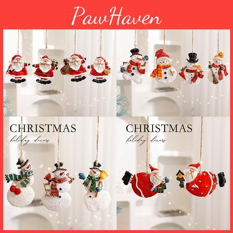 And Snowman Santa Christmas Resin Decor Figures Pendant For Celebration Holiday