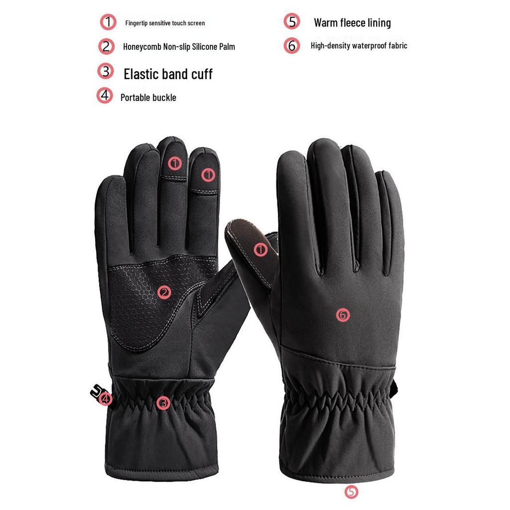 Couple's Winter Ski Gloves: Fleece-Lined, Cold-Proof, Windproof, Outdoor Cycling