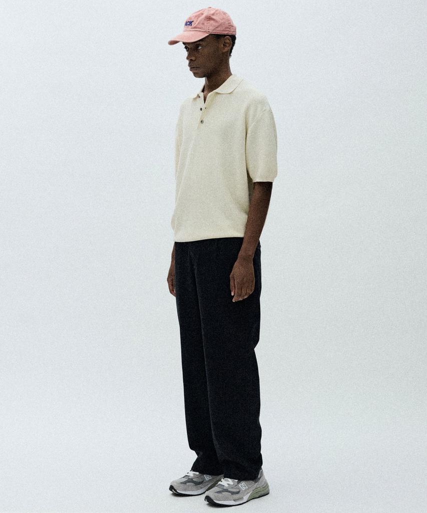 Pilpeu One-Tuck Herringbone Washed High Waist Pants (Black)