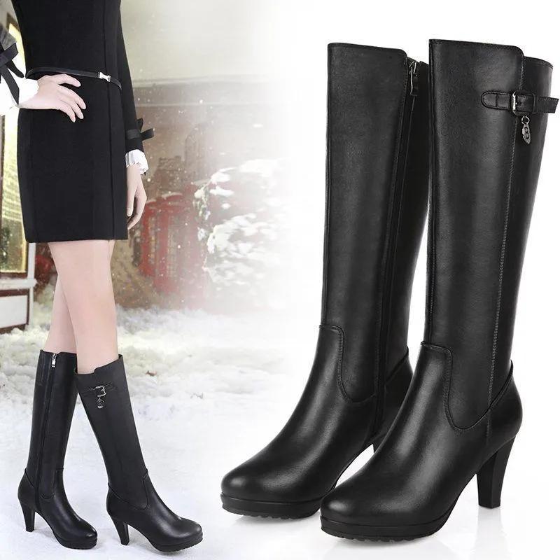Fashion Botas De Mujer Women Cute Sweet White Pu Leather Winter Boots Lady Casual Brown Comfortable Boots Cool Street Boots E6020