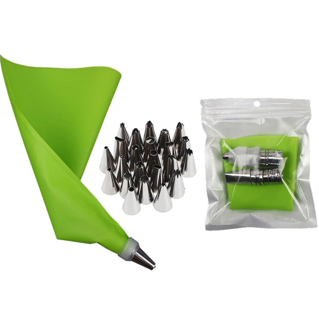 26pcs Pastry Bag Cake Decorating Tools Kit Stainless Steel Cake Nozzle Silicone Piping Bag For Bakery Confectionery Equipment