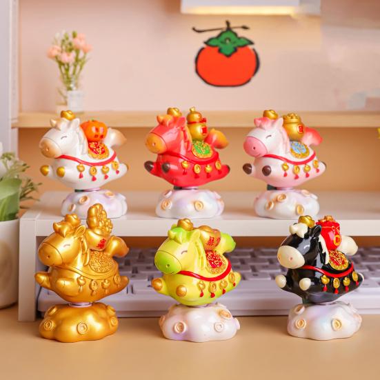 Doll Ornament Horse Shape Rotatable Design Decorative Resin Figurine Crack-resistant Vivid Doll Figurine