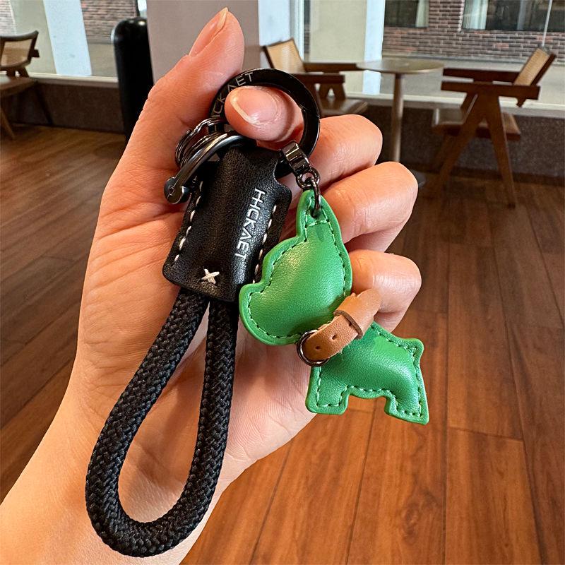 Handmade Leather French Bulldog Keychain - Cute Puppy Pendant, Couple Gift, Luxury Bag Accessory