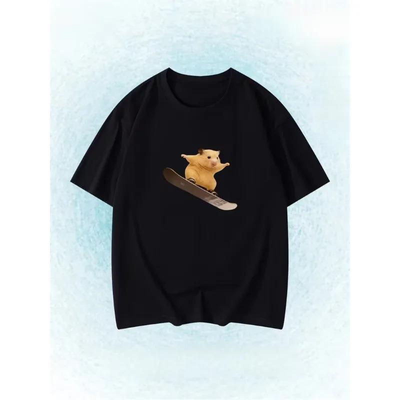 Funny Boxing Hamster Meme Tshirt Unisex Summer Cute Fighter Casual Daily Short Sleeve Tops