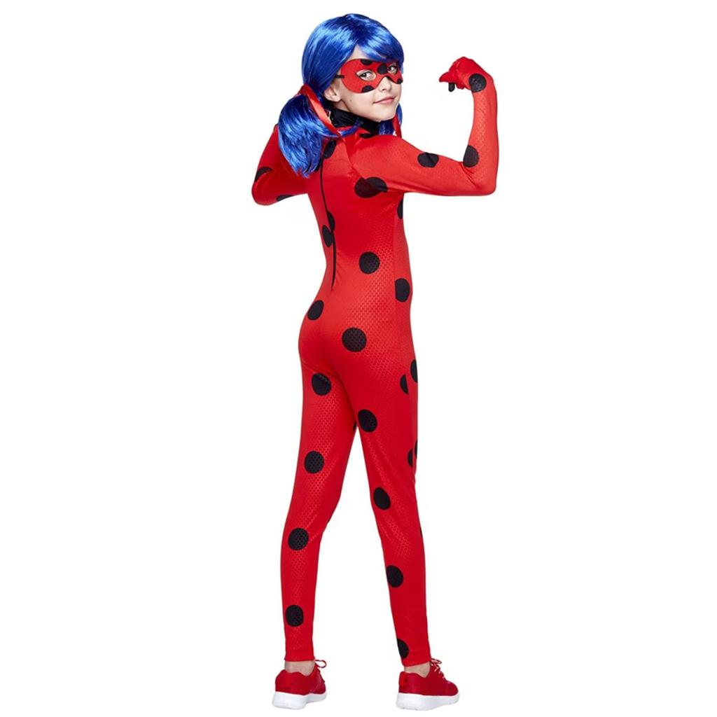 Miraculous Ladybug Costume for Kids, 4-5 Years, with Wig, Mask & Bag, Jumpsuit Style, Cosplay Outfit