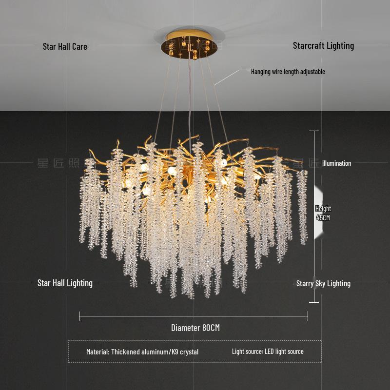 Star Crafts Luxury Crystal Chandelier with Octagonal Beads & Tassels for Living Room, Dining Room, Bedroom