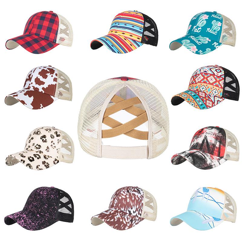 Elastic Mesh Ponytail Baseball Cap - Duckbill Sun Hat