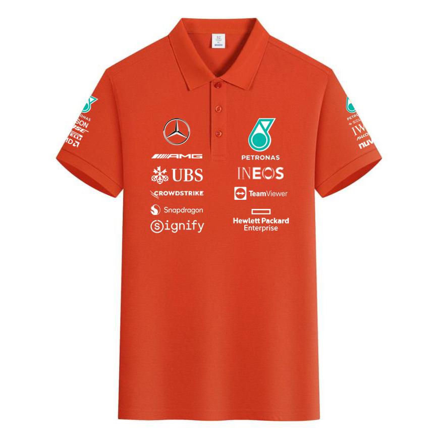 Red Bull F1 Racing Suit Hamilton George Russell Team Uniform Pure Cotton Polo Shirt