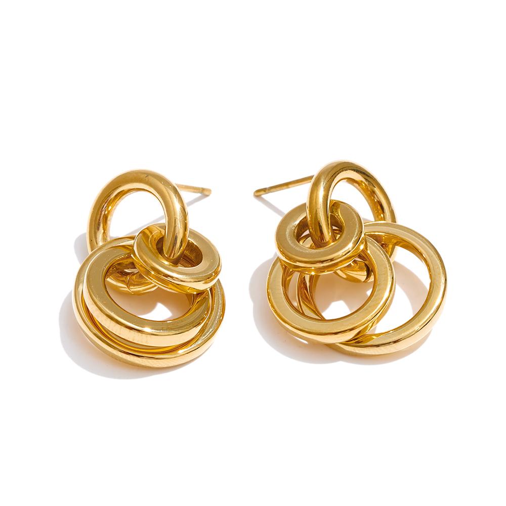 

Yhpup New Stainless Steel Multi Circle Round Drop Earrings 2025 Waterproof Daily Recommend Fashion Attractive Women Jewelry Gift