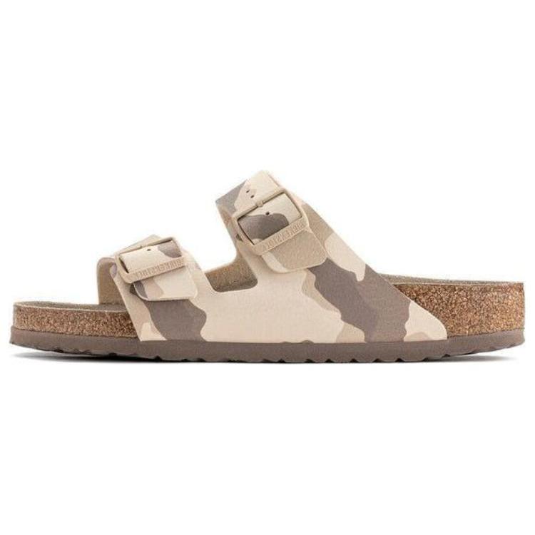 Birkenstock Leather Slide Slippers Women s Taupe Camouflage 1022496 45