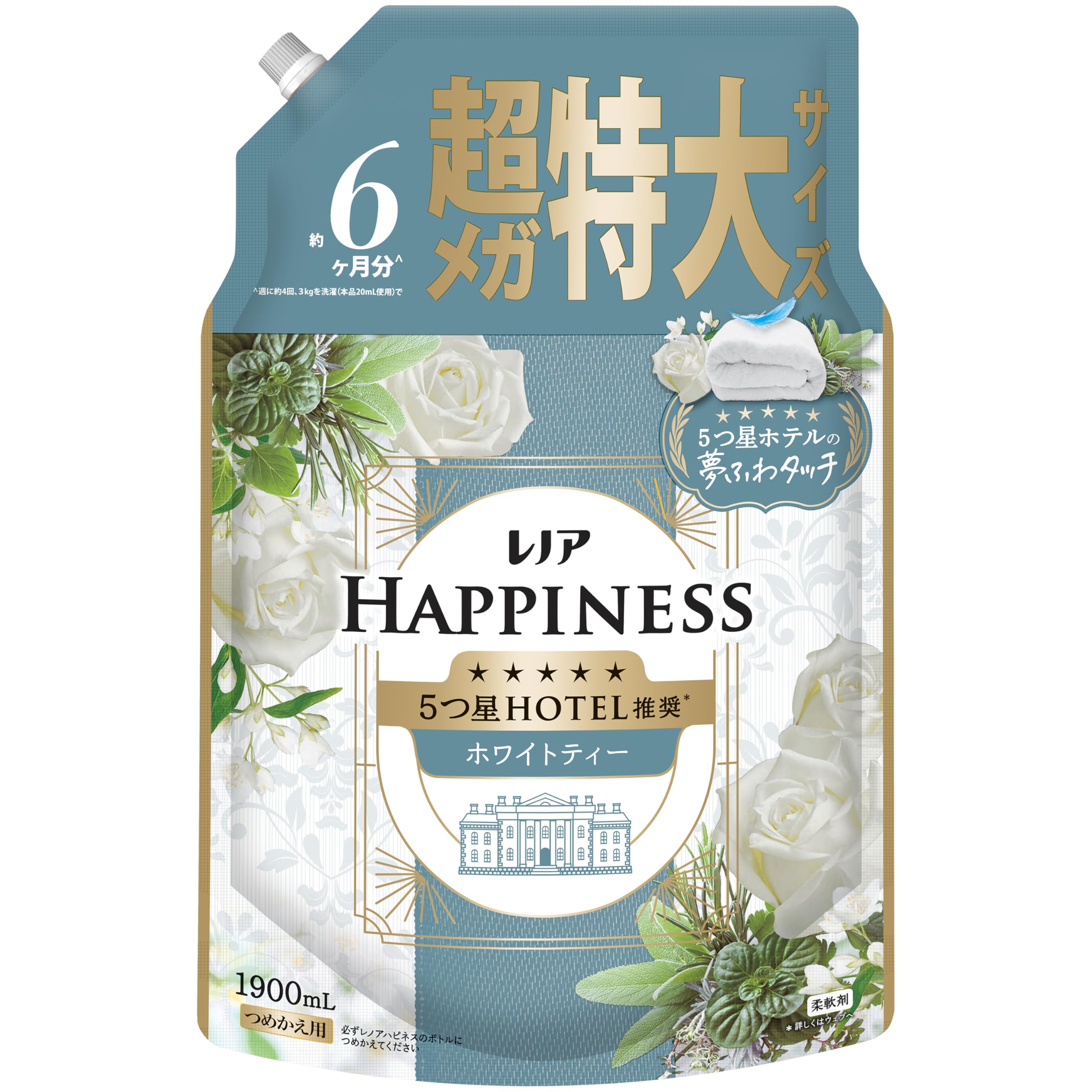 

Lenor Happiness Dream Fuwa Touch Fabric Softener, White Tea, Refill, 1,900mL [Large Capacity]