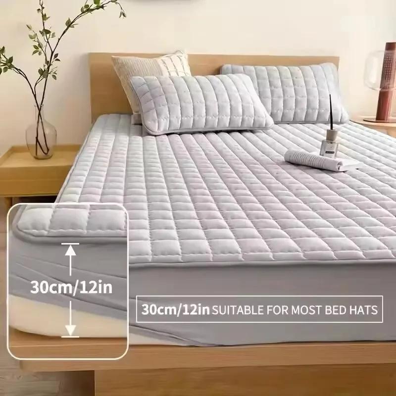 2025 Waterproof Thicken Mattress Cover Quilted Latex Mat Bed Covers Pad Skin-Friendly Fitted Sheet Protector Bedspread