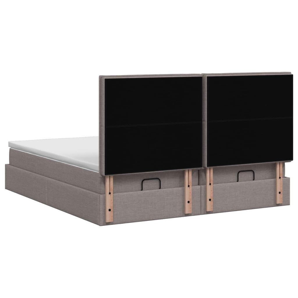 Ottoman Bed with Mattress and LED Taupe 160 X 200 Cm Fabric