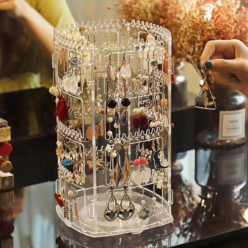

Прозрачная многослойная вращающаяся подставка для украшений для серег прозрачный