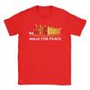 Unisex T-Shirt Retro Walk for Peace Mönche mit Aloka Hund Minimalistisch Zen Lässig Baumwolle T-Shirt Rundhals Kleidung Geschenk