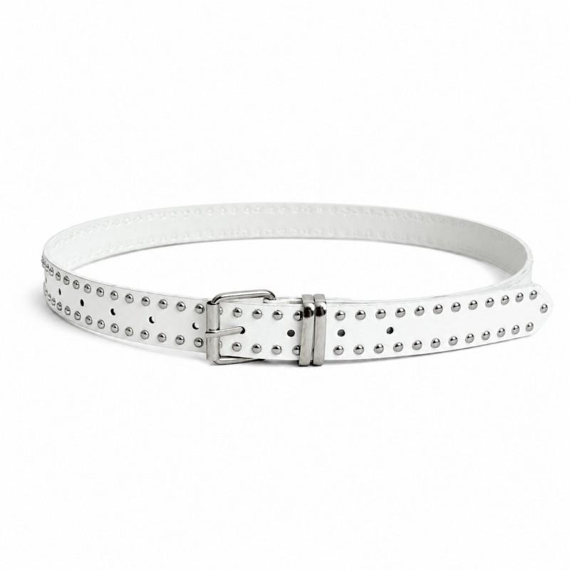 Y2K Punk Nieten Gürtel Damen Herren Dünn 2,8cm PU Leder Bund Mit Metall Dornschließe Verstellbar Jeans Freizeit