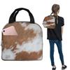 Stilvolle Kuhfell-Textur Kuhleder-Druckmuster Isolierte Lunchtasche für Damen Kinder Essensboxen Thermische Lunchbox Tragetasche