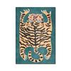 Cute Cartoon Imitation Tiger Skin Rug Morandi Colors Rice White Turmeric Pink Green for Living Room Bedroom Floor Mat
