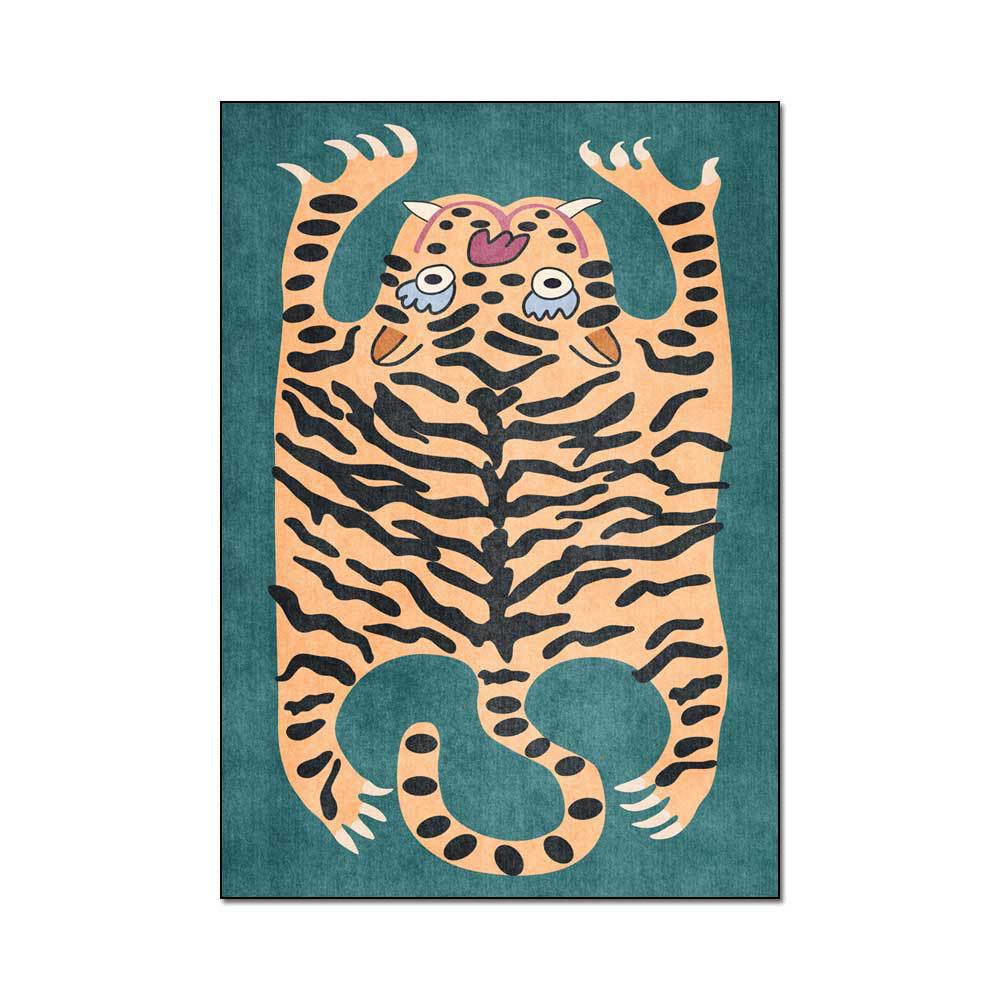 

cute cartoon imitation tiger skin Morandi rice white turmeric pink green living room bedroom bed rug floor mat 120*160cm
