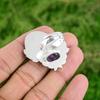 925 Silver Oval Natural African Amethyst Art Deco Statement Stackable Bezel Ring