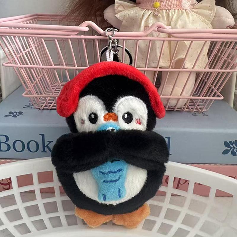 Penguin Plush Toy Keychain Cartoon Backpack Penguin Soft Stuffed Doll Pendant Car Key Ring Backpack Bag Decor Kid Gift